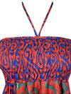 Women's Floral Ibiza Dress Blue Pink Sundress S/M