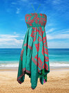 Womens Boho Dress Sea Green Beach Sundress S/M