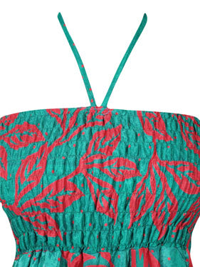 Womens Boho Dress Sea Green Beach Sundress S/M