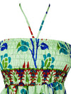 Women's Ibiza Dress Green Blue Printed Sundress S/M