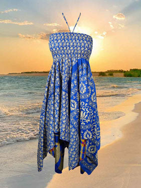 Womens Summer Blue Ibiza Dress Travel Dresses S/M
