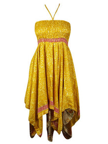  Women's Yellow Bohemian Beach Sundress S/M