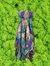 Womens Hippy Dress Summer Blue Green Silk Dress, S/M