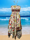Womens Beach Dress Beige Black Boho Beach Dress S/M