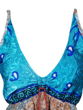 Womens Strapdress Maxi Sundress Blue Boho Dress S/M