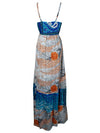 Womens Strapdress Maxi Sundress Blue Boho Dress S/M