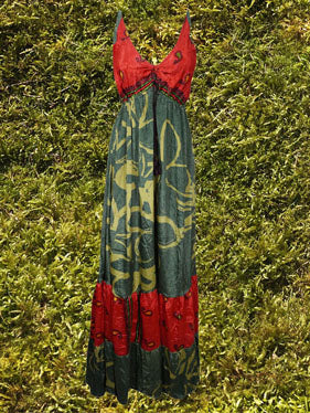 Womens Pink Gray Summer Beach Maxi Dress S/M