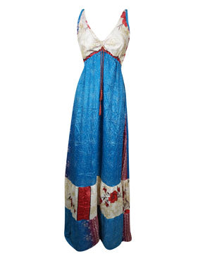 Womens Strappy Sundress, Blue Maxi Dresses