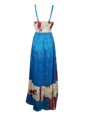 Womens Strappy Sundress, Blue Maxi Dresses S/M