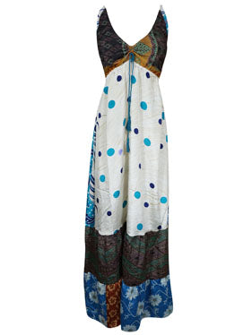 Womens Fall Maxi Dress White Polka Strapdress
