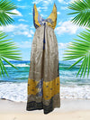 Womens Boho Beach Yellow Maxi Dress Deep V Handmade Dresses S/M