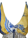 Womens Boho Beach Yellow Maxi Dress Deep V Handmade Dresses S/M