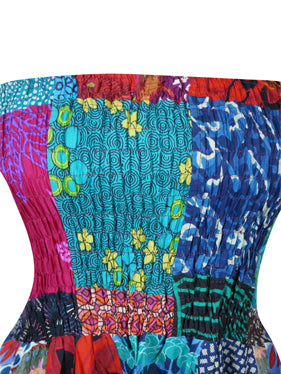 Women’s Summer Patchwork Dress Boho Patchwork Sundress S/M