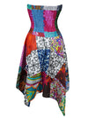 Women’s Summer Patchwork Dress Boho Patchwork Sundress S/M