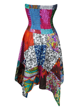 Women’s Summer Patchwork Dress Boho Patchwork Sundress S/M