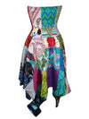 Women’s Summer Patchwork Dress Colourful Boho Patchwork Sundress S/M