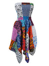Womens Uneven Hem Boho Strapless Dress