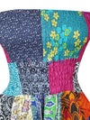 Womens Cotton Skirt, Patchwork Casual Wear, Blue Bohemian Dress S/M