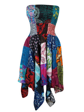 Women’s Strapless Dress Patchwork Sundress