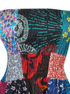 Women’s Strapless Dress Patchwork Sundress, Blue Summer Dress S/M