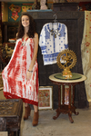 Women Tank Dress, Blue White Tie-Dye Strap Dresses Beach Bohemian Midi Dress XS/S
