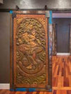 Vintage Indian Barn Door Panel Dancing Krishna Carving Wall Hanging 72