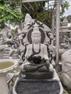PRE ORDER Natural Stone Buddha Garden Fountain Statue Handcarved Gray Granite