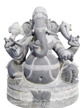 PRE ORDER Granite Stone Ganesha Garden Statue Handcarved Gray Granite Stone