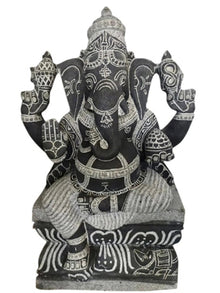  PRE-ORDER Granite Stone Ganesha Garden Statue Handcarved Gray Granite