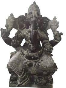  PRE ORDER Natural Stone Ganesha Garden Statue Handcarved Granite Stone