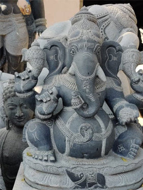 PRE ORDER-Natural Stone Blessing Hand carved Granite Stone Ganesha Statue