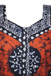 Womans Cotton Nightgown Caftan Maxi Dress Orange Summer Comfy Kaftan Dress XL