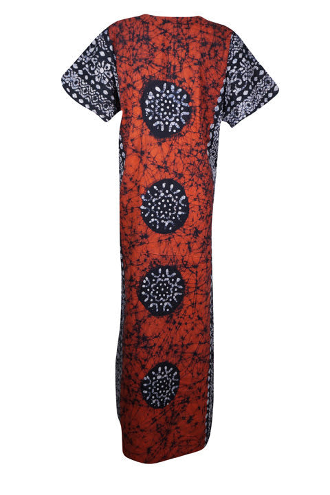 Womans Cotton Nightgown Caftan Maxi Dress Orange Summer Comfy Kaftan Dress XL