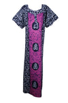 Womans Cotton Nightwear Caftan Maxi Dress, Pink Batik Nightgown Kaftan XL
