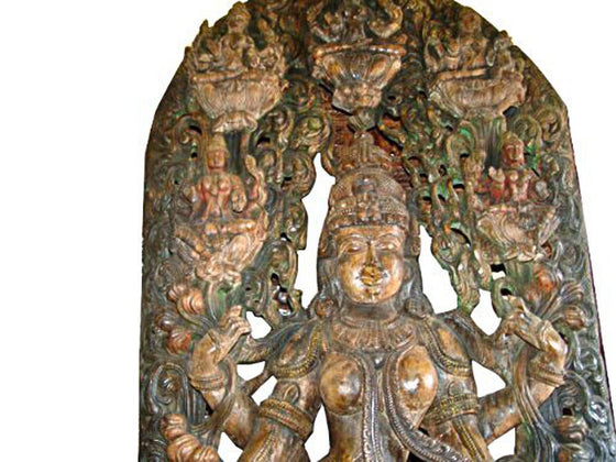 Antique Ashtalakshmi Lotus Temple Statue Goddess Sculpture