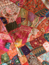 Antique Zardozi Beaded Vintage Original Hand Crafted Tapestry Orange