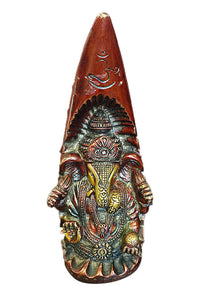  Conch Ganesha Brass Statue Hand Carved Ganesh Altar Decor Sculpture 