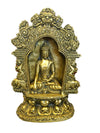 Meditating Buddha Temple Sculpture Yali Lion Arch Frame Brass Statue