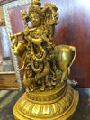 Indian Meditation Krishna Statue Playing Flute with cOW