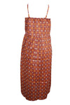 Strap Dress, Summer Rust Floral Print Straps Cotton S