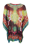 Womas Beach Caftan Tunic Dress Vibrant Shades Coverup Kaftan 3XL