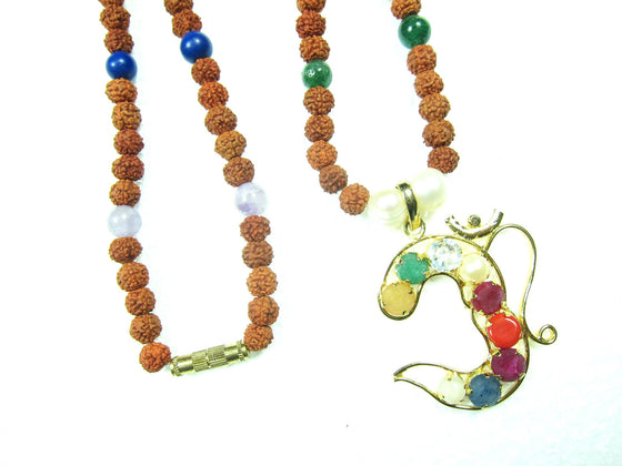 Navgraha Beads Mala Chakra Stone Rudraksha Om Magnificence Necklace