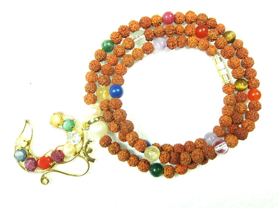 Navgraha Beads Mala Chakra Stone Rudraksha Om Magnificence Necklace