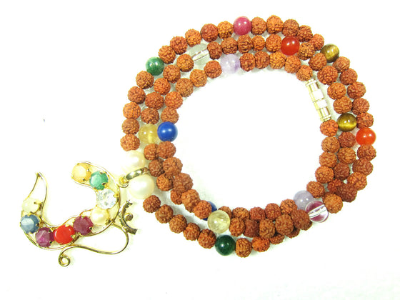 Navgraha Mala Beads Necklace Chakra Stone Rudraksha Om Magnificence
