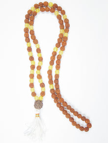  Zen Romance Yoga Mala Beads Yellow Citrine Rudraksha SOLAR