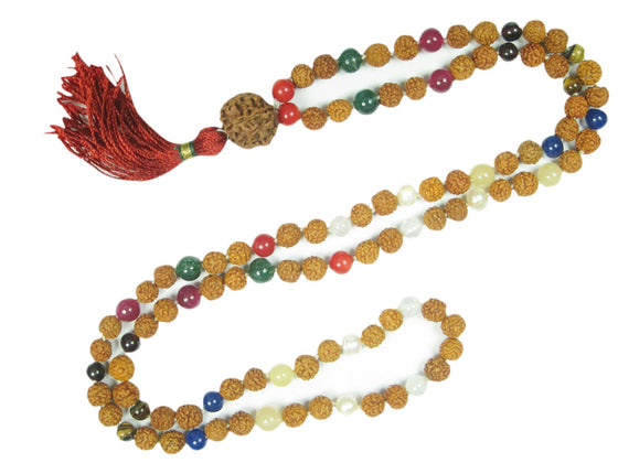 Healing Yoga Mala Nine Planet Rudraksha Prayer Chakra Beads Mala 