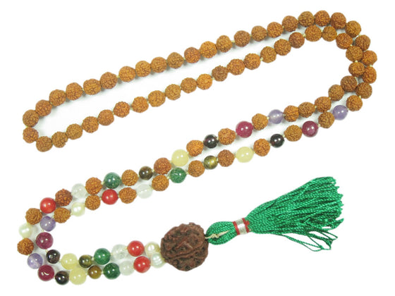 Nine Planets Mala Handmade Beads Rudraksha Reiki Yoga Mala