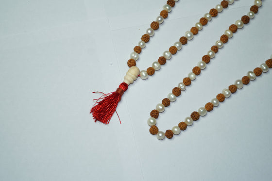 Yoga Mala beads Clearing Energies Pearl Moon Beads Rudraksha
