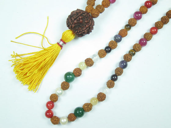 Yoga Prayer Mala Beads Meditation Japamala Rudraksha Nine Planet Healing Mala