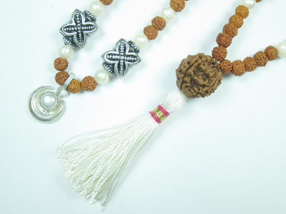Meditation Pearl Mala Bead Rudraksha Healing Stone Japamala Yoga